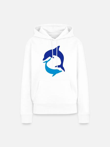 delphin - Frauen Premium Bio Hoodie - Weiß