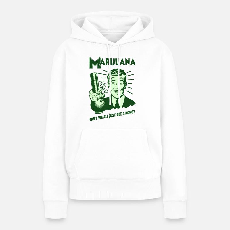 Graphique rétro de marijuana - Sweat à capuche Premium bio Femme - blanc
