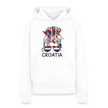 Drapeau de la Croatie Adriatique Zagreb Drapeau croate - Sweat à capuche Premium bio Femme - blanc - Devant - Julia (174cm)