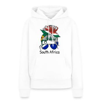 Drapeau de l’Afrique du Sud Drapeau sud-africain - Sweat à capuche Premium bio Femme - blanc - Devant - Julia (174cm)