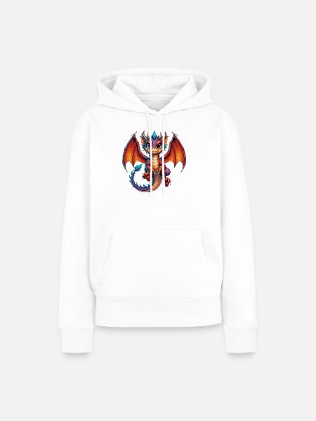 Drache - Frauen Premium Bio Hoodie - Weiß