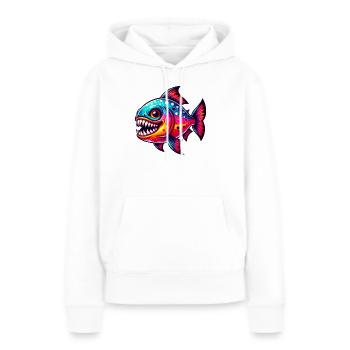 Piranha - Frauen Premium Bio Hoodie - Weiß - Vorne - Julia (174cm)