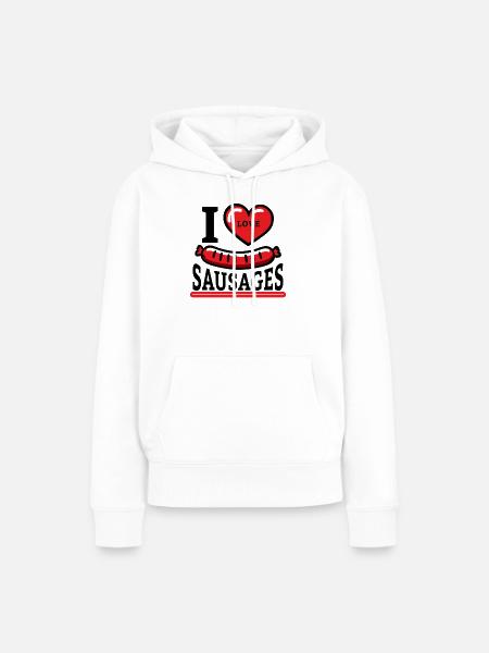 I love Sausages - Frauen Premium Bio Hoodie - Weiß