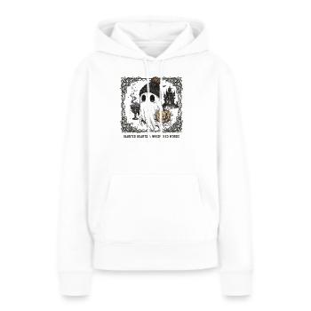 Style fantôme hanté - Sweat à capuche Premium bio Femme - blanc - Devant - Julia (174cm)