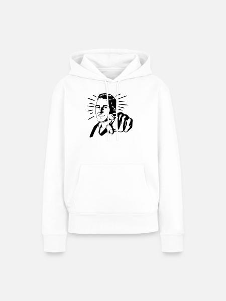 Zeigender Mann - Frauen Premium Bio Hoodie - Weiß