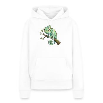 Chamäleon auf Ast - Frauen Premium Bio Hoodie - Weiß - Vorne - Julia (174cm)
