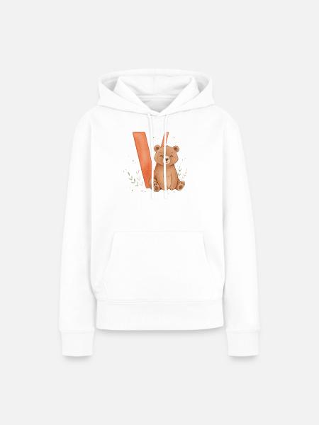 Niedlicher Bär mit V - Frauen Premium Bio Hoodie - Weiß