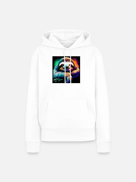 Faultier - Frauen Premium Bio Hoodie - Weiß