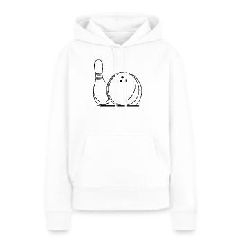 Bowlingkugel und Pin - Frauen Premium Bio Hoodie - Weiß - Vorne - Julia (174cm)