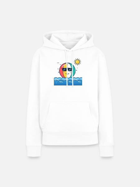 Strandkugel mit Sonnenbrille - Frauen Premium Bio Hoodie - Weiß