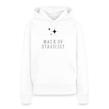 Fait de poussière d’étoiles | Chances Célestes | Conception des étoiles - Sweat à capuche Premium bio Femme - blanc - Devant - Julia (174cm)