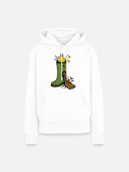 Froschkönig Gummistiefel-Garten-Doodle - Frauen Premium Bio Hoodie - Weiß