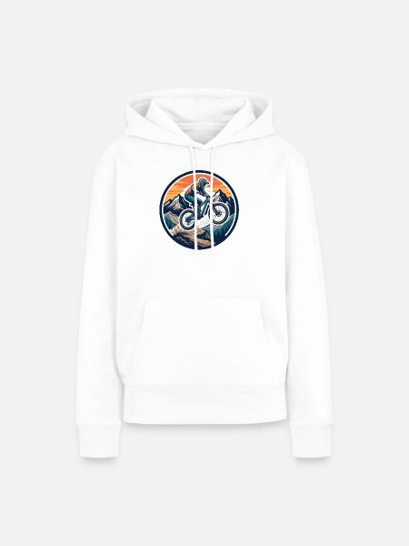Bergabenteuer Mountainbike-Action - Frauen Premium Bio Hoodie - Weiß