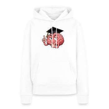 Gehirn mit Abschlusskappe - Frauen Premium Bio Hoodie - Weiß - Vorne - Julia (174cm)