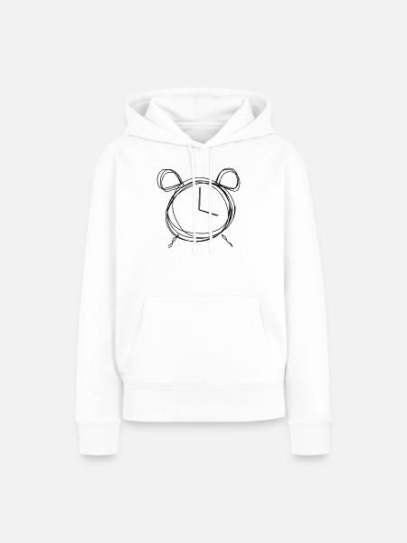 Wecker handgezeichnet - Frauen Premium Bio Hoodie - Weiß