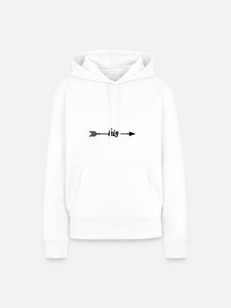Pfeil His - Frauen Premium Bio Hoodie - Weiß