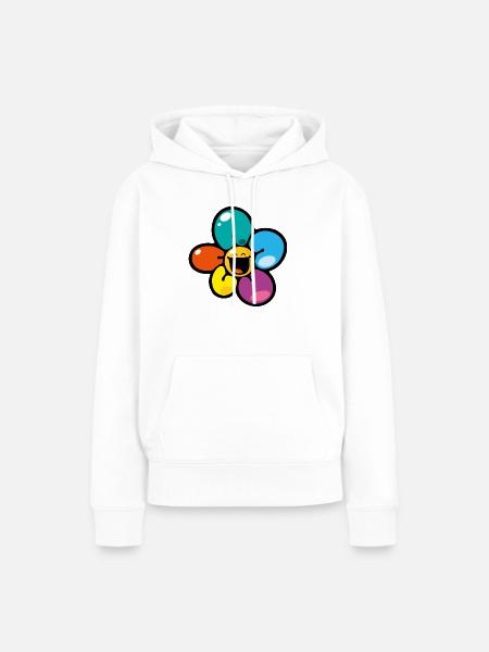 Smiley Colour Flower - Frauen Premium Bio Hoodie - Weiß