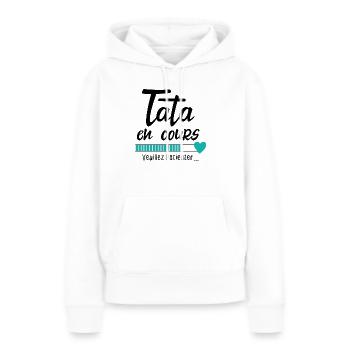 Future Tata en Cours Annonce Grossesse Pour Tante - Sweat à capuche Premium bio Femme - blanc - Devant - Julia (174cm)