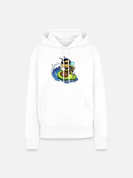 Biene surft Avocado - Frauen Premium Bio Hoodie - Weiß