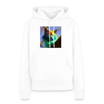 Mehrfarbige Katze auf einem Baum - Frauen Premium Bio Hoodie - Weiß - Vorne - Julia (174cm)
