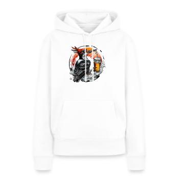 Schluckspecht - Specht im Wald trinkt Bier - Frauen Premium Bio Hoodie - Weiß - Vorne - Julia (174cm)