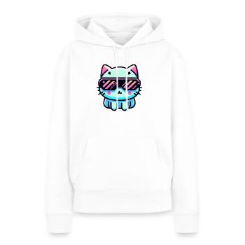 Cyber chat - Sweat à capuche Premium bio Femme - blanc - Devant - Julia (174cm)