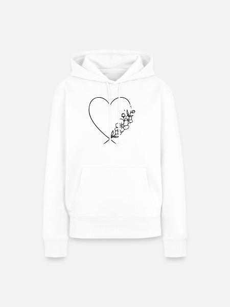 Herz - Frauen Premium Bio Hoodie - Weiß