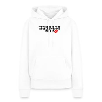 Aufkleber - Frauen Premium Bio Hoodie - Weiß - Vorne - Julia (174cm)
