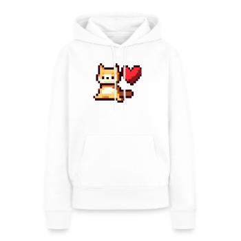 Pixelart, Chat avec cœur - Sweat à capuche Premium bio Femme - blanc - Devant - Julia (174cm)