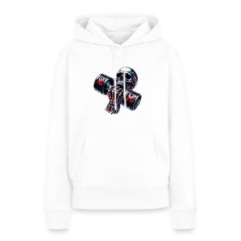 Crâne de musculation No Limit Workout avec haltère - Sweat à capuche Premium bio Femme - blanc - Devant - Julia (174cm)