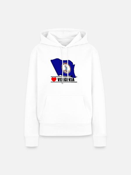 Flagge Virginia Herz VIRGINIA - Frauen Premium Bio Hoodie - Weiß