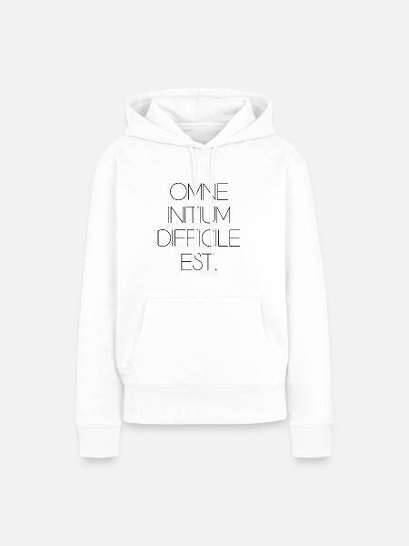 alle begin is moeilijk Latijns citaat schrift - Vrouwen Premium Bio hoodie - wit