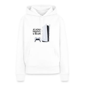 Humour geek console de jeux - Sweat à capuche Premium bio Femme - blanc - Devant - Julia (174cm)