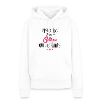 Collègue femme, humour collègue qui déchire - Sweat à capuche Premium bio Femme - blanc - Devant - Julia (174cm)