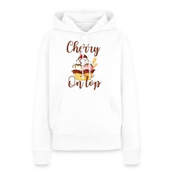Cerise sur le dessus - Crème glacée sucrée avec motif de cerise - Sweat à capuche Premium bio Femme - blanc - Devant - Julia (174cm)