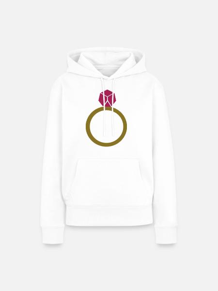Diamant Ring - Frauen Premium Bio Hoodie - Weiß