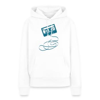 Cassette audio - Sweat à capuche Premium bio Femme - blanc - Devant - Julia (174cm)