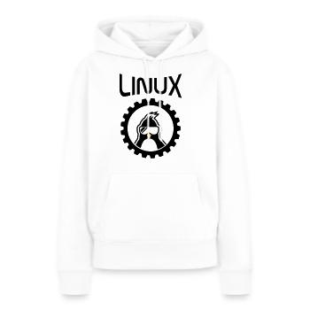 roue linux - Sweat à capuche Premium bio Femme - blanc - Devant - Julia (174cm)