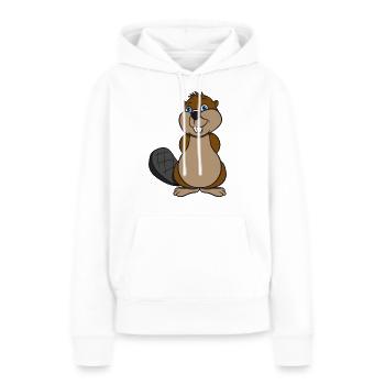 Biber suess lieb frech Holz Damm Wasser Wald Tier - Frauen Premium Bio Hoodie - Weiß - Vorne - Julia (174cm)