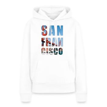 San Francisco - ville de rêve - Sweat à capuche Premium bio Femme - blanc - Devant - Julia (174cm)