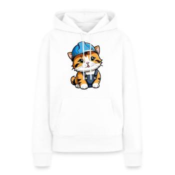 Fleißige Katze - Frauen Premium Bio Hoodie - Weiß - Vorne - Julia (174cm)