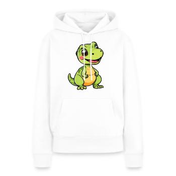 Verspielter Cartoon Dino - Frauen Premium Bio Hoodie - Weiß - Vorne - Julia (174cm)