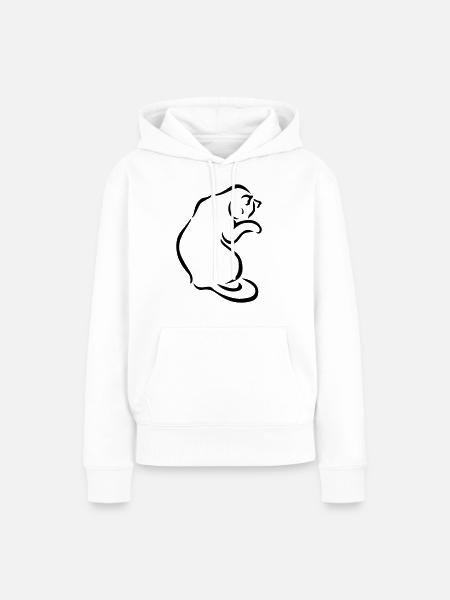 Katzensilhouette - Frauen Premium Bio Hoodie - Weiß