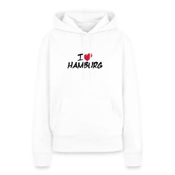 J'aime Hambourg / J'aime Hambourg - Sweat à capuche Premium bio Femme - blanc - Devant - Julia (174cm)