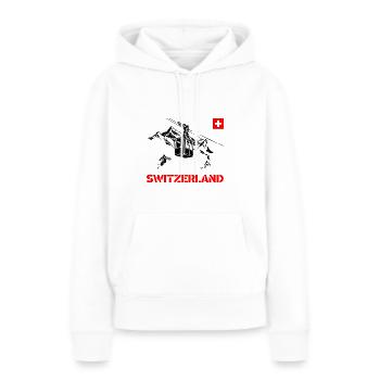Switzerland mit Bergen und Gondel und Skifahrer - Frauen Premium Bio Hoodie - Weiß - Vorne - Julia (174cm)