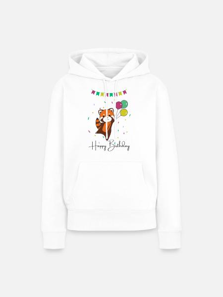Red Panda wishes happy birthday to you Roter Panda - Frauen Premium Bio Hoodie - Weiß