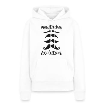 moustache évolution - Sweat à capuche Premium bio Femme - blanc - Devant - Julia (174cm)