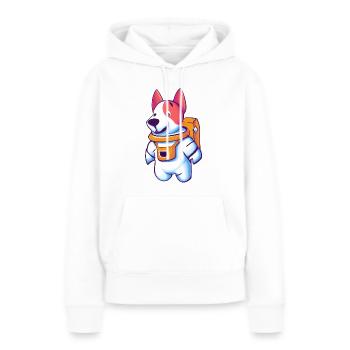 chien astronaute - Sweat à capuche Premium bio Femme - blanc - Devant - Julia (174cm)