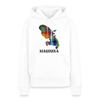 Carte Martinique Madras Cadeau Vacances - Sweat à capuche Premium bio Femme - blanc - Devant - Julia (174cm)