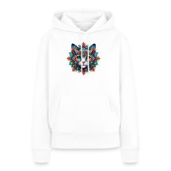 Chat décoré de Mandalas - Sweat à capuche Premium bio Femme - blanc - Devant - Julia (174cm)